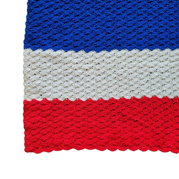 American Flag Hand Made Afghan Crochet Blanket Throw‎ Patriotic VTG USA 62"x 52" - Picture 2 of 8
